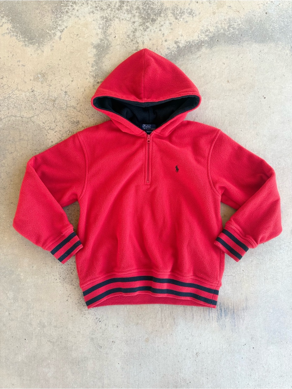 Kids Polo Ralph Lauren Red Fleece Quarter Zip Hoodie Size S 8/10